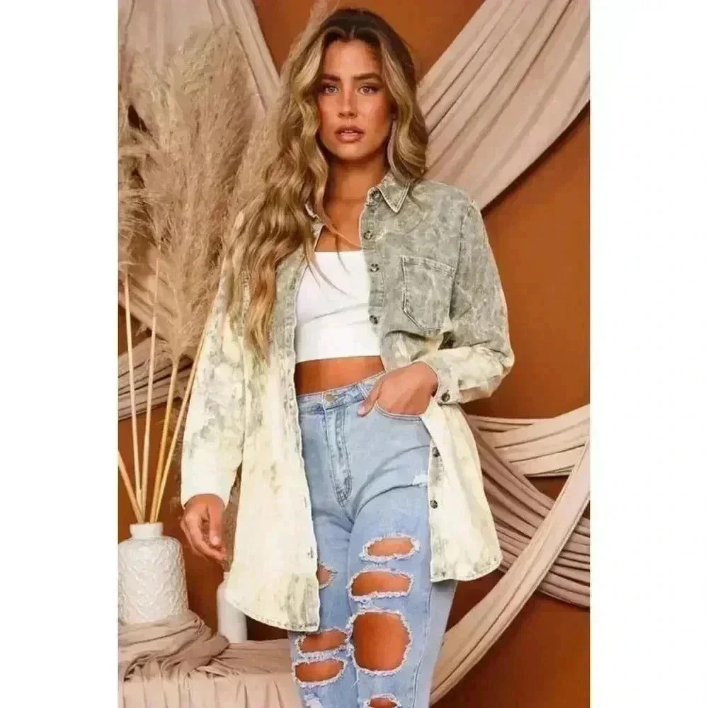 Peach Love Acid Wash Corduroy Shacket Shirt Jacket Cotton Relaxed Fit Size S - Picture 3 of 9